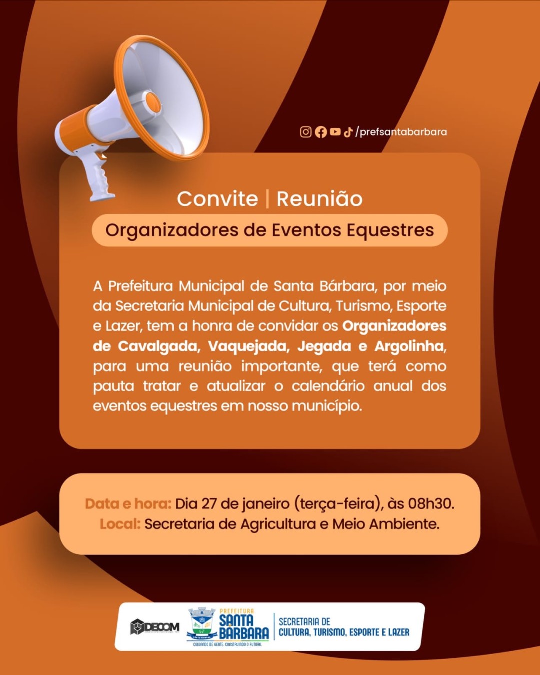 Convite | Reunião - Organizadores de Eventos Equestres.